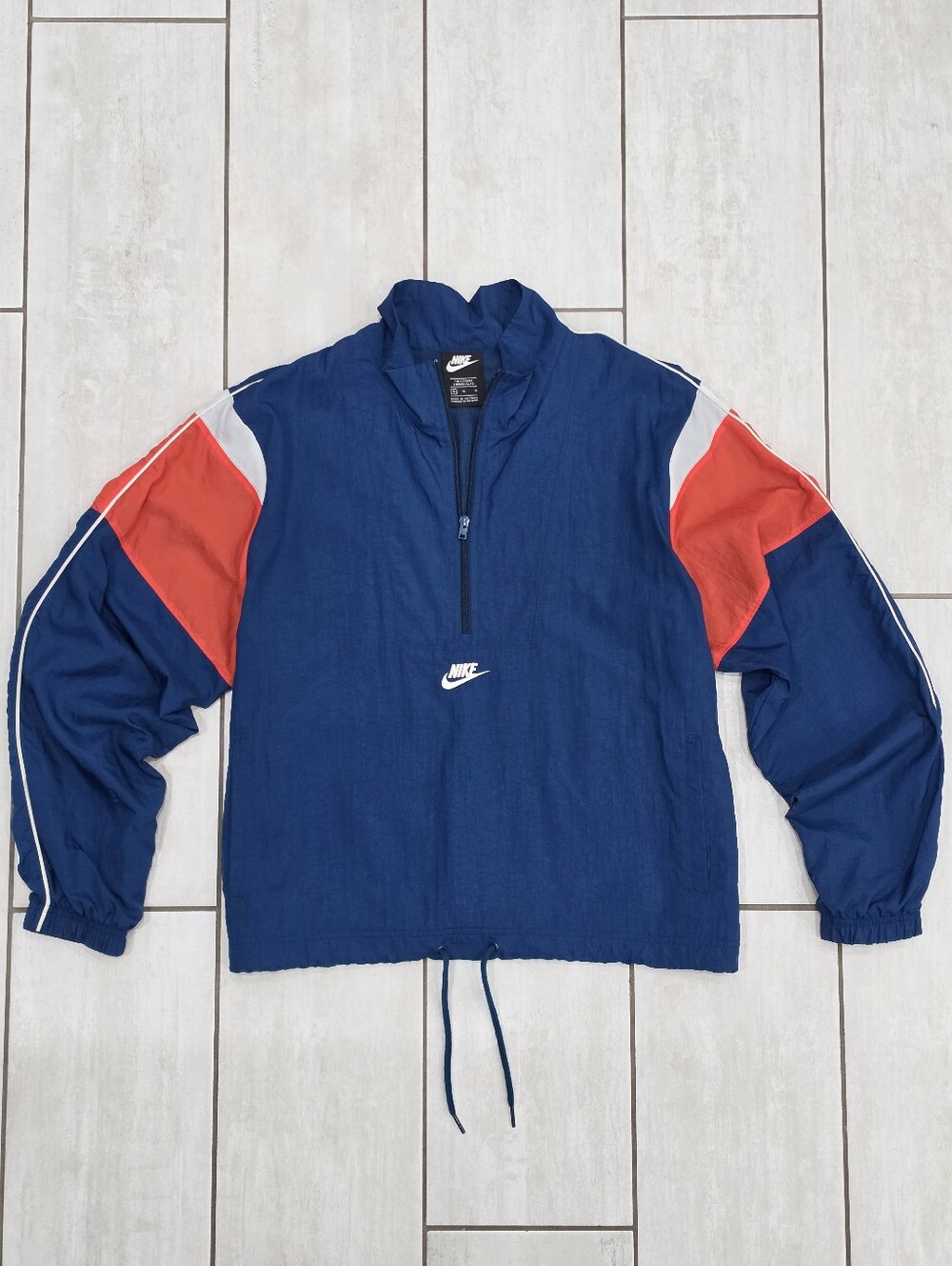 NIKE Sportswear Heritage Half Zip Windbreaker Jacket Blue Red White M